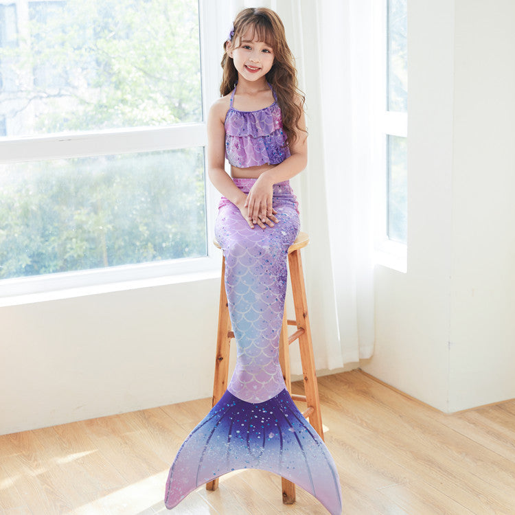 Wholesale Mermaid Kids Polyester Swimwear Three-Piece Set